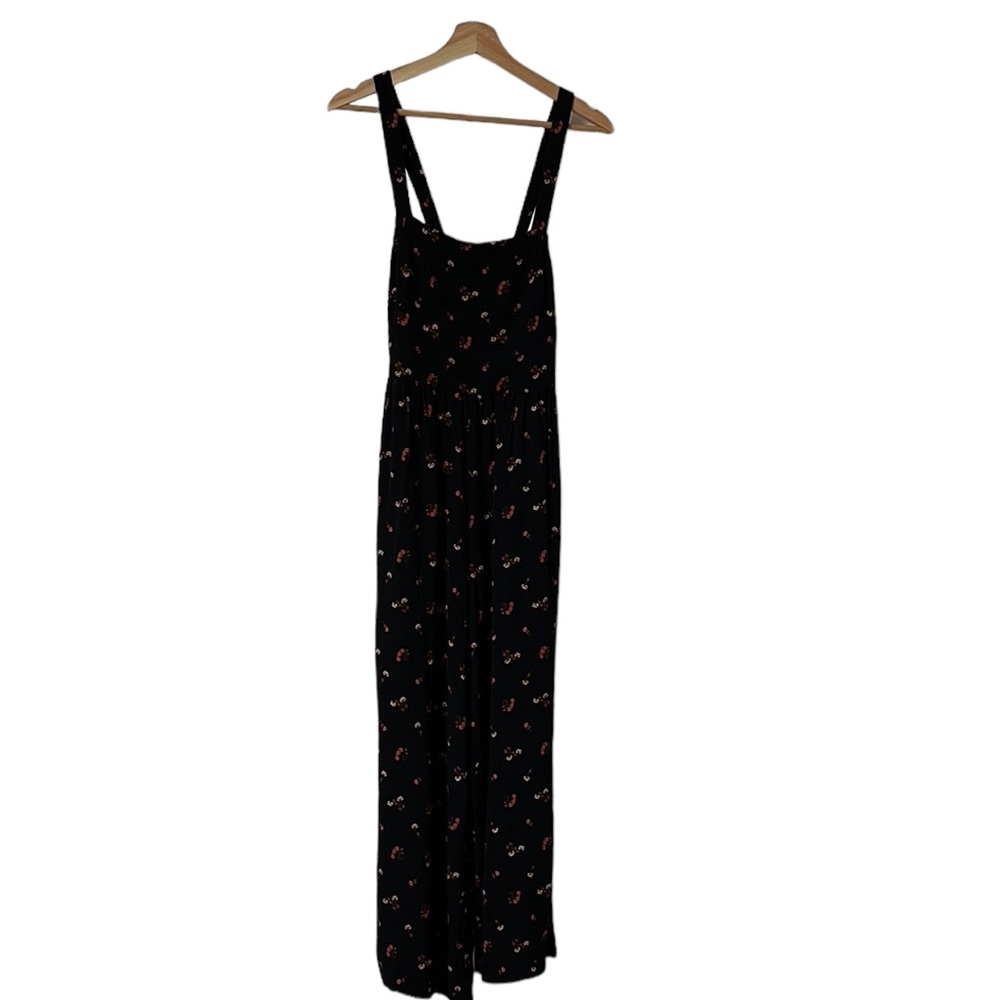 Madewell black & orange floral cropped wide-leg playsuit size 2 - Picture 5 of 7